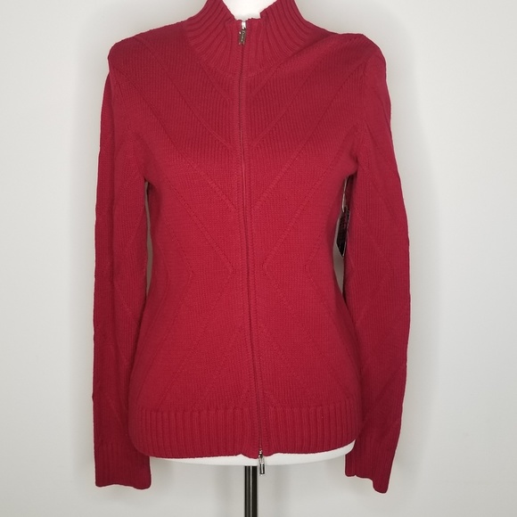 Sweaters - New Jones New York Red Sweater Cable knit Sweater